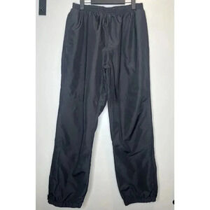 London Fog Mens Lined Nylon Jogger Pants Size Large Black Zip Ankle Pull On